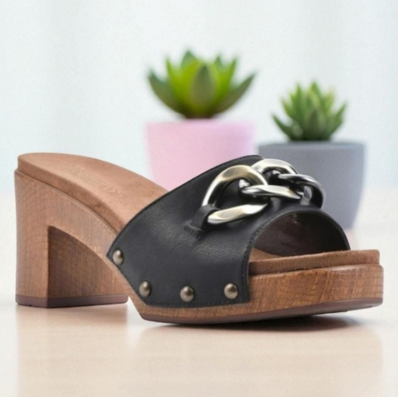 White Mountain |  "Jem" Footbeds Block Heeled Clog Sandals - Picture 1 of 16